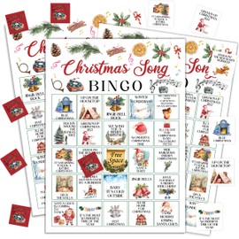 RYSMH Christmas Bingo Game, Christmas Song Party Game Cards for Adults, 24 Players Winter Holiday Activities for Family Friends, Large Xmax Musical Party Party Supplies Favor Decor, (004)