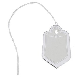 Pack of 300 Labels with Thread Price Labels Price Tags Thread Labels Jewellery Labels String Labels Hanging Labels Cardboard Label Price Labelling (27 x 17 mm Silver White)