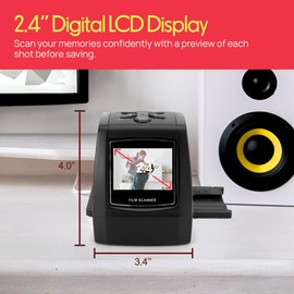 Pyle 2.4 Inch Photo Film Scanner Slide Digitizer Digital 35mm Image Converter with TV Output and Built in LCD Display for Image Preview, Black