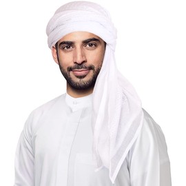 HOMELEX Keffiyeh Arab Head Scarf for Men Sheikh Muslim Turban Saudi Dubai Headwear