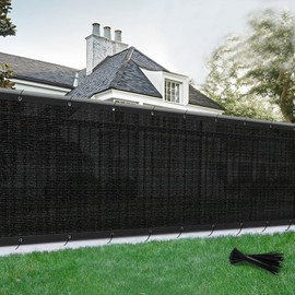 SUNLAX Privacy Fence Screen 5' x 32' Heavy Duty Mesh Fence Net Cover with Grommets for Patio Porch Pool Backyard Outdoor Chain Link Fence, Black (Customized)