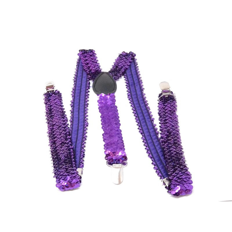 Z&H (Purple) Set of Bow Tie and Straps, Sequin Straps,