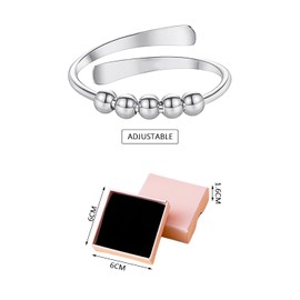 BEIBXHQQ 1 Piece Women's Rotating Ring with 1 Piece Pink Gift Box, Rotating Jewelry Ring, Women's Silver Ring, Women's Pearl Ring, Hand Decoration Accessories, Unisex Ring (White Gold)