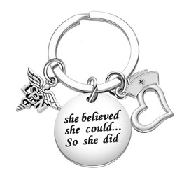 malyunin LPN She Believed She Could So She Did Nurse Keychain Caduceus Women Men Jewelry for Graduation Birthday Git (LPN)