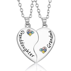 Happy Birthday Christmas Gifts for Granddaughter Necklaces from Grandma I Love You Gifts for Grandmother Granddaughter Matching Necklaces for Grandma and Granddaughter Heart Necklace for 2 PCS