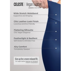 Conceited Faux Leather Leggings for Women - Vegan Leather Pants for Women High Waisted - Soft, Stretchy, and Non-See Through - Medieval Blue - X-Large - 2X-Large