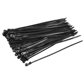 sourcing map Mount Head Cable Zip Ties 8 Inch Screw Hole Nylon Wire Strap Black 80pcs