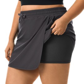 HOdo - Falda de tenis para mujer, talla grande, con bolsillos cortos, faldas atléticas, de secado rápido, para golf, para entrenamiento, deportes, talla 1X-5X, Gris oscuro, 5X