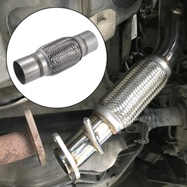 X AUTOHAUX 65x245mm Universal Car Exhaust Flexible Pipe Tubing Silver Tone