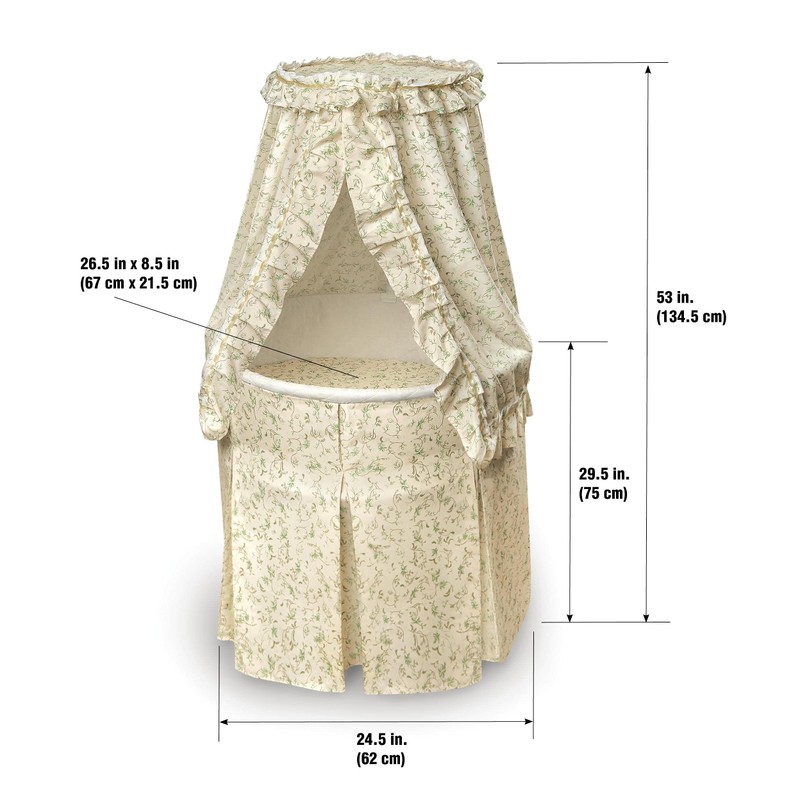 Badger Basket Empress Canopy Bassinet - Round Rocking Baby Cradle