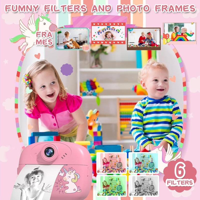 Kids Camera Instant Print, Christmas Birthday Gifts for Girls Boys,