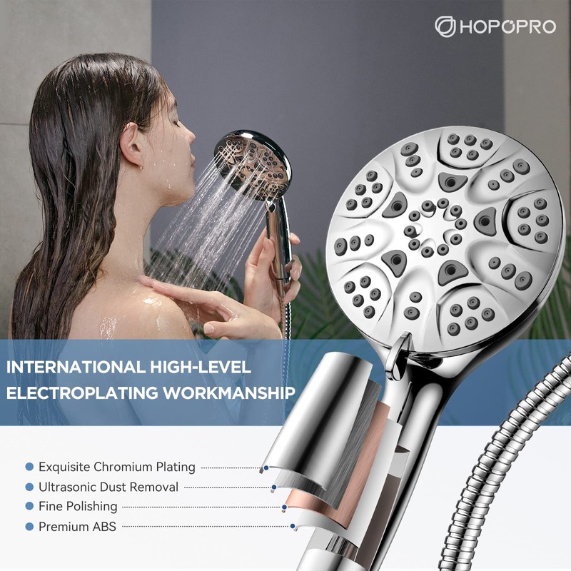 6-Mode High Pressure Handheld Shower Head Set, Consumer Reports Recommended