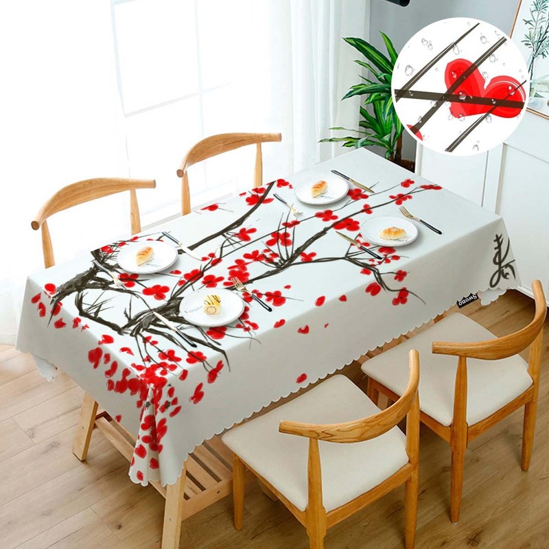 Swono Japanese Cherry Table Cloth Ink Painting Flower Blossom Cherry