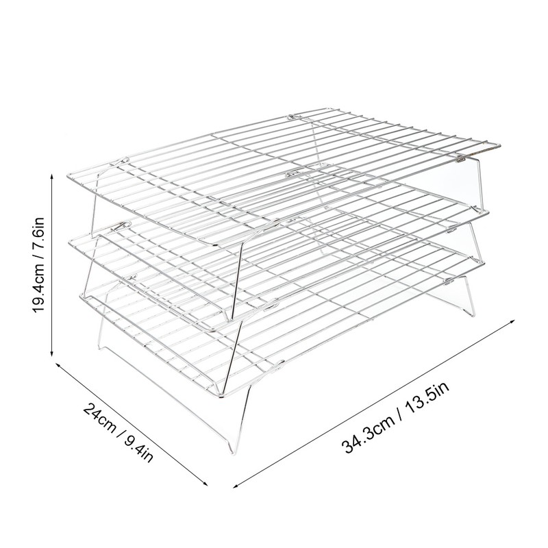 3‑Tier Cooling Rack Collapsible Folding Legs for Cookies Cakes Kitchen