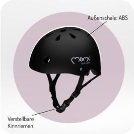 Momi Unisex Children Mimi Adjustable Children's Helmet for Head Circumference 47 - 58 cm, Shockproof ABS Outer Shell, Impact Resistant EPS Inner Shell, Matte Black, 47-58