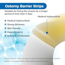 20 tiras elásticas de barrera para ostomía, hidrocoloide de grado médico, suministros para ostomía, cinta adhesiva para la piel, impermeable, para bolsas de ostomía, colostomía e ileostomía