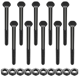 M10 Hex Bolts with Nuts, M10 x 140mm Hex Bolts with Shank, Black Machine Screws, Partially Threaded Screws, Hex Bolts for Metal Construction Car