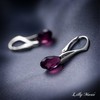 Women's 925 Sterling Silver Drop Earrings with Purple Crystals, Glass,