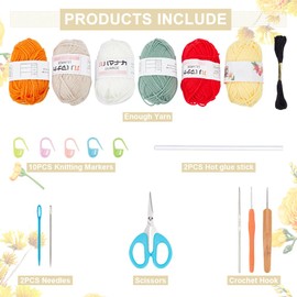 FREEBLOSS 4 Set Crochet Kit Crochet Capybara with Video Tutorials Crochet Capybara Kit Orange, Chicken, Strawberry, Duck DIY Crochet Animals Crochet Starter Kit Craft Knitting Crochet Kits