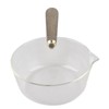 Glass Milk Pot with Wooden Handle V Shaped Spout Noodles