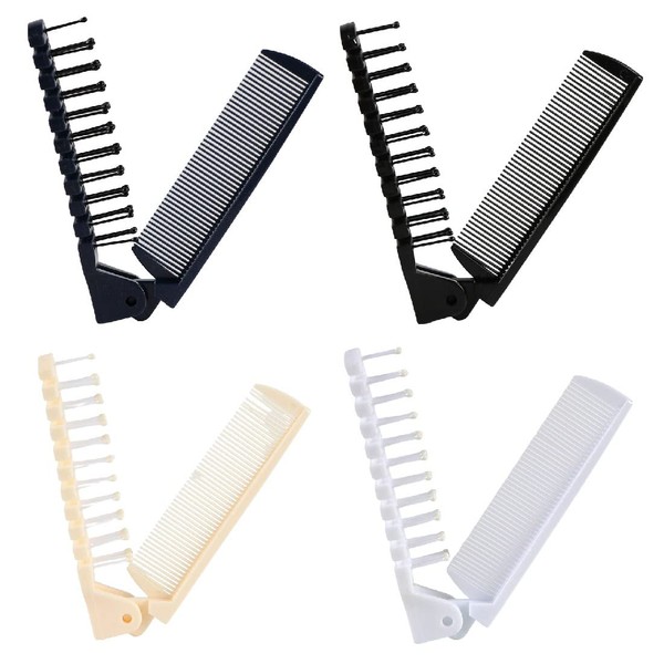 LICHUANUK Foldable Comb, Pack of 4 Folding Combs, Beard Comb, Folding Brush, Small Hair Brush, Mini Hair Brush, Pocket Comb, Jumping Knife, Comb, Butterfly Comb