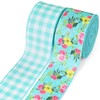 LaRibbons Blue Floral Ribbon Wired 2 Rolls 2.5 Inch x