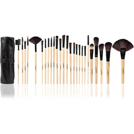 Set profesional de 24 piezas brochas para maquillaje (Madera Original)