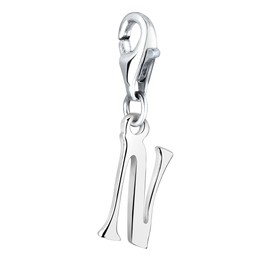 Nenalina Letter N Carabiner Charm Pendant for Charm Bracelet 925 Sterling Silver 713243-000, Sterling Silver, No Gemstone