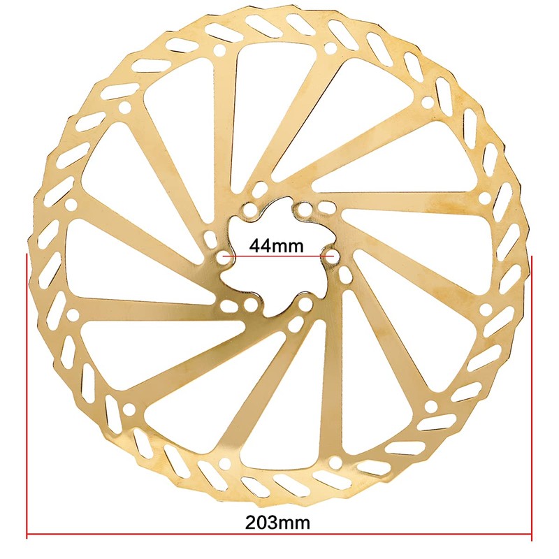 Chooee 203mm Disc Brake Rotor，MTB Brake Rotor 203mm With Bolts，2pcs，Gold