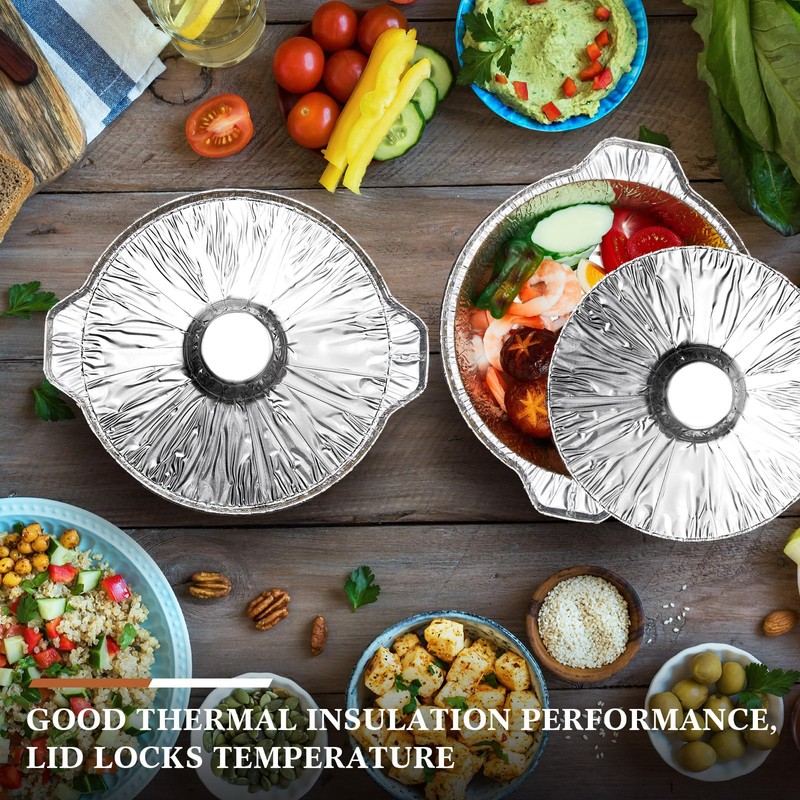 Ziliny 24 Disposable Aluminum Pot with Lid Round Foil Pans