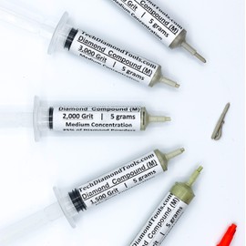 TechDiamondTools Diamond Polishing Compound Kit of 5 Polishing Paste USA Made 1200 1500 2000 3000 4000 Grit for Marble Glass Metal Rock Jewelry Resin Silver with 25% of Diamond Powder