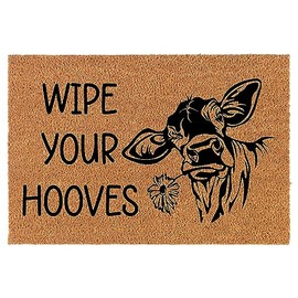 Welcome Doormat Coco Coir Door Mat Gift Wipe Your Hooves Cow Farm (24" x 16")