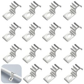JAONLD Pack of 50 Cable Clamps Metal Pipe Clamps 2 mm Thickened 304 Stainless Steel Cable Clips Pipe Clamps U Shaped Single Hole Cable Attachment Wall for Attaching Cables, Wires and Pipes