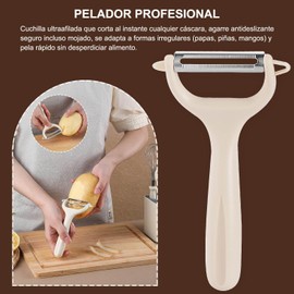 Pelador Verduras Frutas - Juego de 6 Utensilios Cocina con Abrebotellas Cuchillo Tijeras y Base Organizadora Acero Inoxidable para Pelar y Cortar