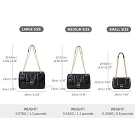 Cnoles Shoulder Bags for Women, Gold Chain Shoulder Strap, Evening Bag, Chain Bag Bags for Women, Leather Handbag, black
