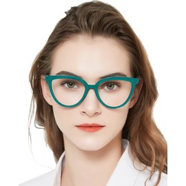 MARE AZZURO Large Reading Glasses 2.25 Women Large Cat Eye Readers 100 125 150 175 200 225 250 275 300 350 400 500 600 (Green, 2.25)