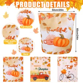 Geetery 6 Pcs Fall Chair Covers Set of 6 Autumn Dining Room Seat Covers Hello Fall Chair Covers for Thanksgiving Fall Decorations Dining Chair Slipcovers for Kitchen Farmhouse Decor (Pumpkin Bike)