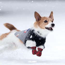 CALHNNA Dog Shoes Puppy Paw Protectors Dog Shoes for Hot Pavement Dog Boots with Anti Slip Socks Cat Dog Booties for Small Medium Dogs Pink 3 Black Red 4