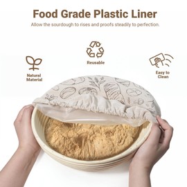 2 Pack 8″ Bowl Covers for Bread Proofing with Plastic Liner, Reusable Cloth Bread Bowl Cover for Sourdough Rising