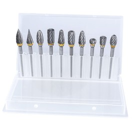 Bestgle Carbide Burr Set of 10 Double Cut Burrs 3 mm Shank Rotary Tool Rotary Cutter End Mill for Woodworking Engraving Drilling Metalworking