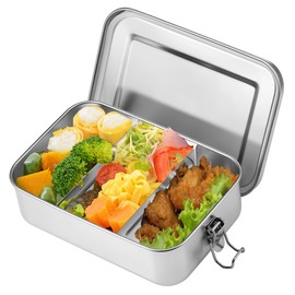 Kssvzz Stainless Steel Lunch Box with Compartments, 1400ML Metal Bento Box for Adults, Kids, Leakproof Sandwich Box Food Containers for School, Home, Office