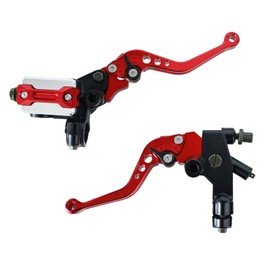 TRKIMAL Motorcycle Brake and Clutch Lever 7/8"(22mm) Master Cylinder Reservoir Levers Universal Handlebar Brake (Red)