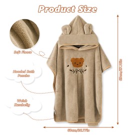 HAGOT Hooded Baby Poncho Bath Towel, Hooded Baby Bath Towel, Soft & Super Absorbent, Baby Cute Pattern Bath Towel for 0-3 Years Newborn, Robe Beach Swimming Hooded Poncho