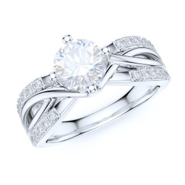 PRSTANI Sterling Silver Fancy Split Intersecting Infinity 1CT Simulated Round Brilliant Cut Diamond Promise Engagement Ring (6.5)