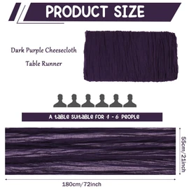 10 Pack Dark Purple Cheesecloth Table Runner 6FT Boho Gauze Fabric Table Runner Vintage Rustic Sheer Runners for Wedding Party Bridal Baby Shower Long Table Decorations