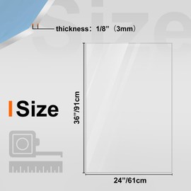 KINLINK 24x36 Plexiglass Sheets 1/8 inch Thick, 3mm Clear PET Large Plastic Sheet for DIY Project, Craft, Table top, Picture Frame, Acrylic Sign and Wedding Invitation 2 Pack