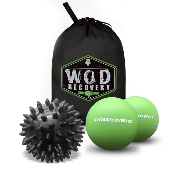 Wod Recovery Rx Massage Ball Set for Myofascial Trigger Point Release & Deep Tissue Massage- Soft Pressure, Therapeutic Muscle and Pain Relief - Set of 3 w/Bag