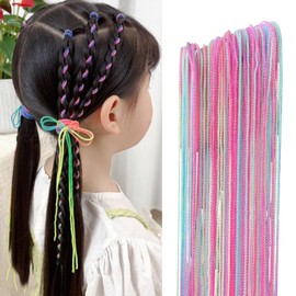 Katyjun Pack of 120 Hair Strands for Braiding, Colourful Hair Strands Children