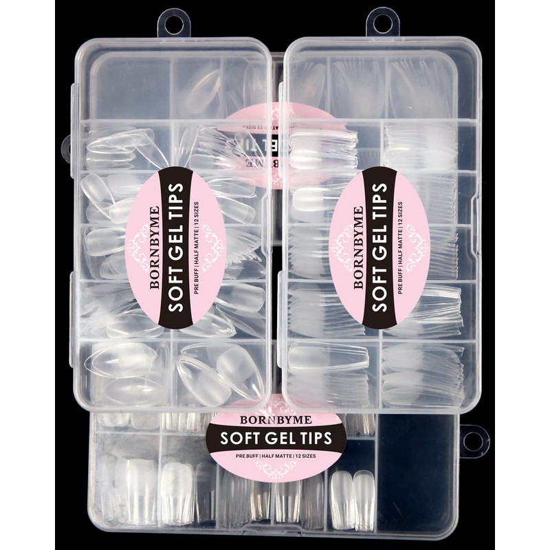 Soft Gel Nail Tips Medium Stiletto, 120PCS Pre Buff Full