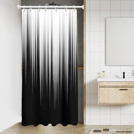 AAtter - Cortina de ducha negra y gris, color blanco, gris, degradado, decorativa, moderna, color plateado, abstracto, estética, impermeable, tela para decoración del hogar, baño, juego de tina con 7 ganchos, 36 x 72, moderna